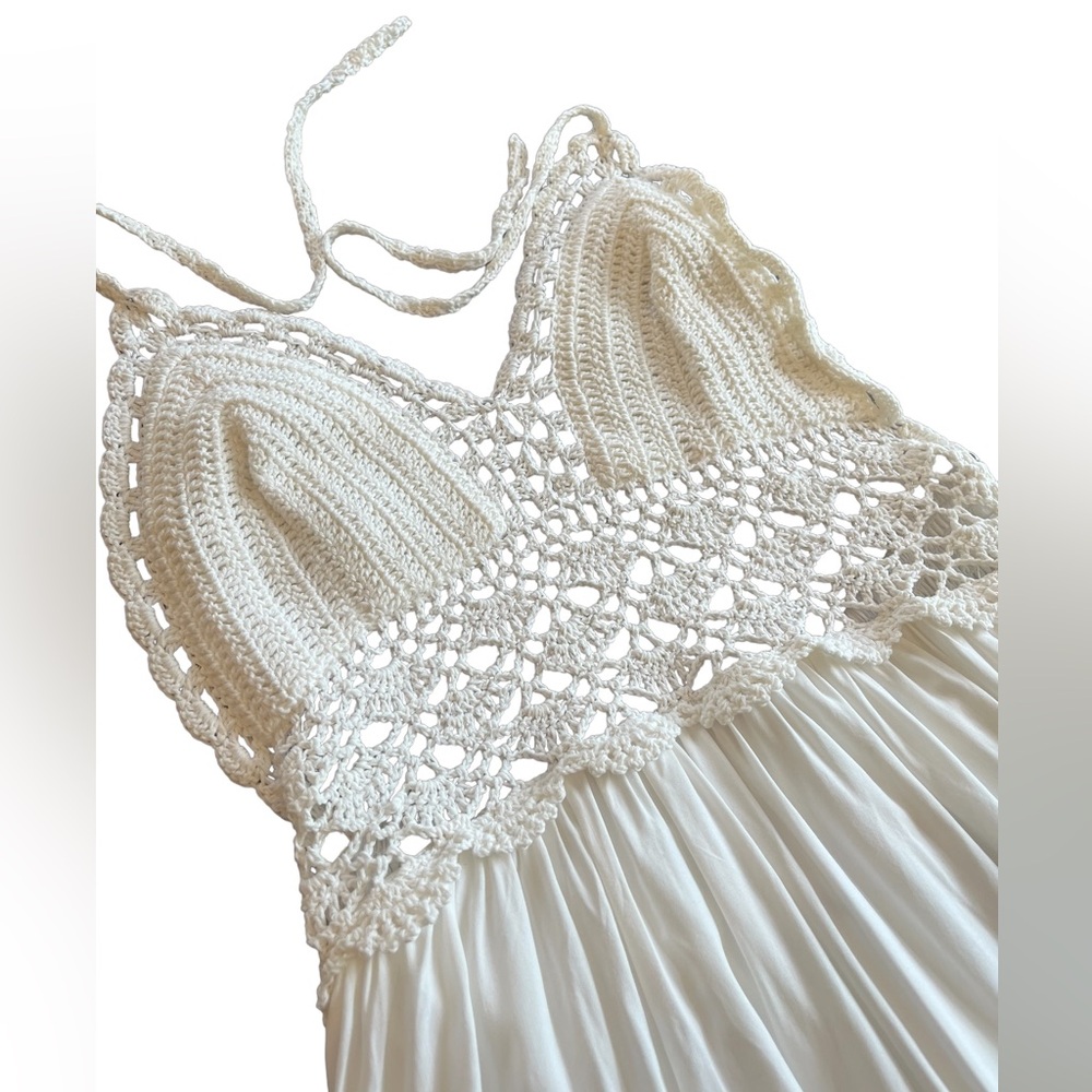 Women's Crochet Bodice Maxi Dress in White